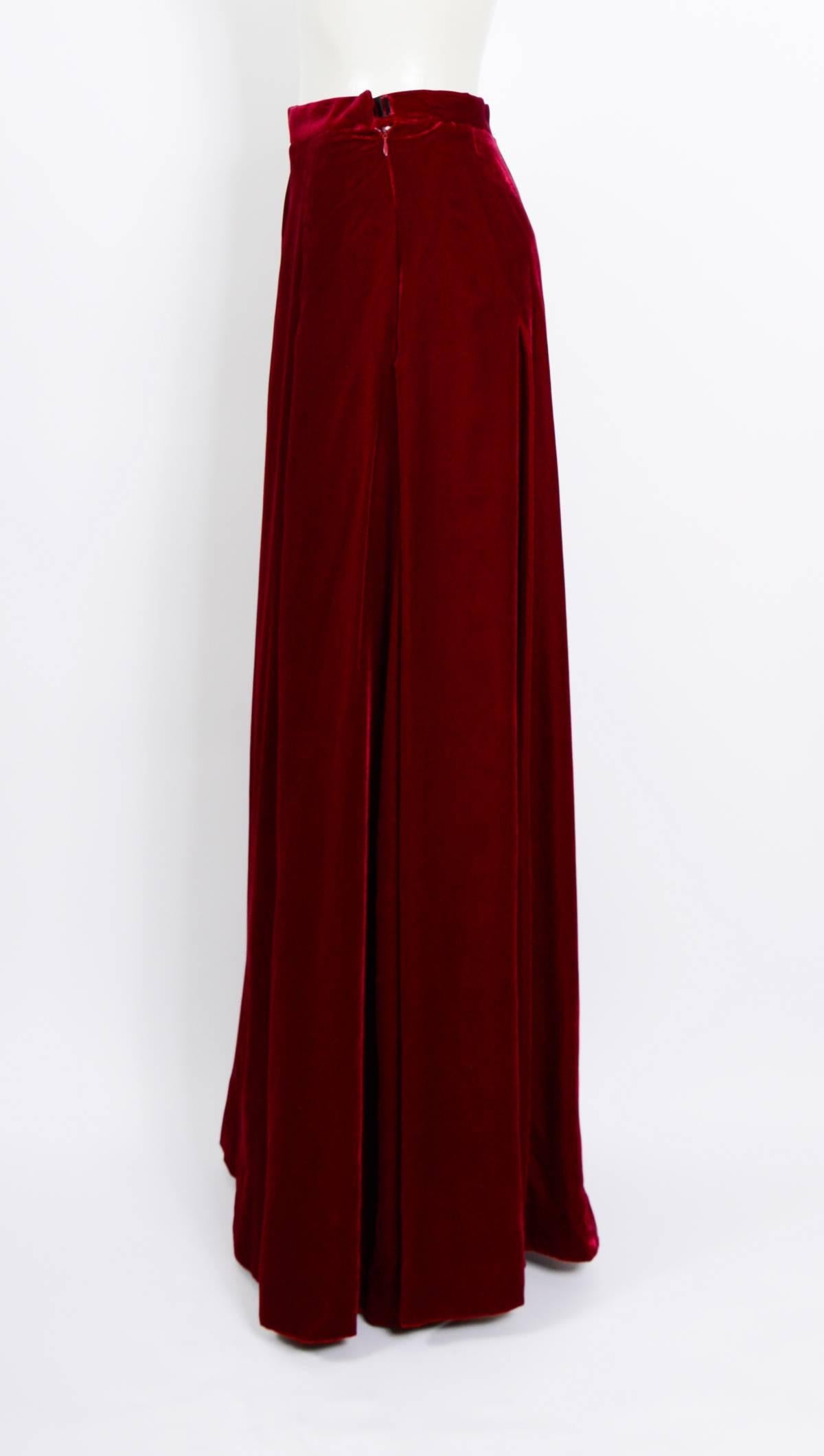 red velvet long skirt