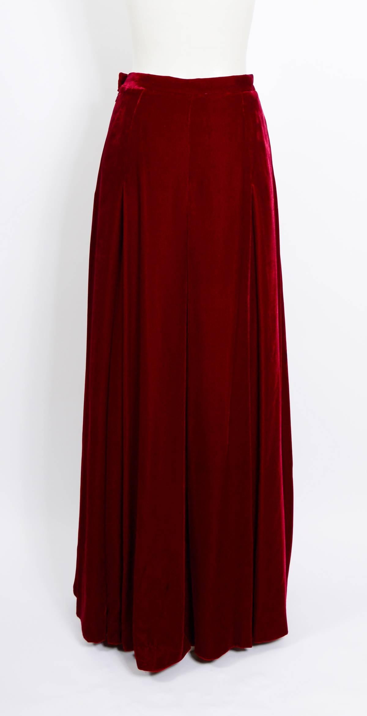 red velvet maxi skirt