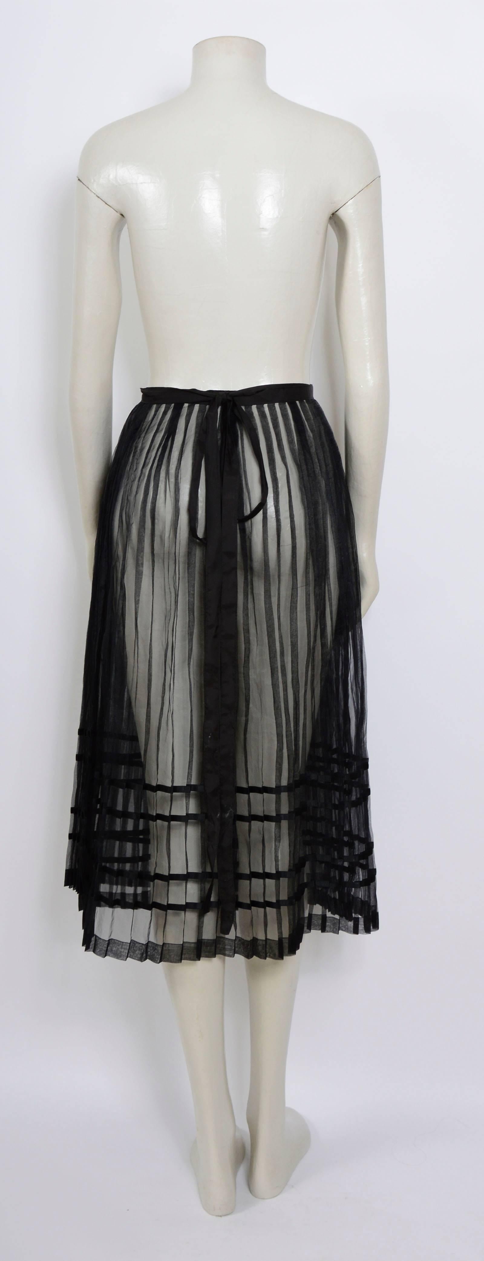 Black Yohji Yamamoto 90's Pleated Transparent Wrap-Skirt