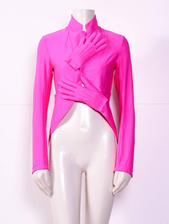 Outrageous cool pink polyester jacket from the infamous 2007 Comme des Garcons padded 'hands' Collection - Japan Size S 