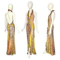 Roberto Cavalli Spring/Summer 2006 Vintage Signed Printed Silk Halter Dress