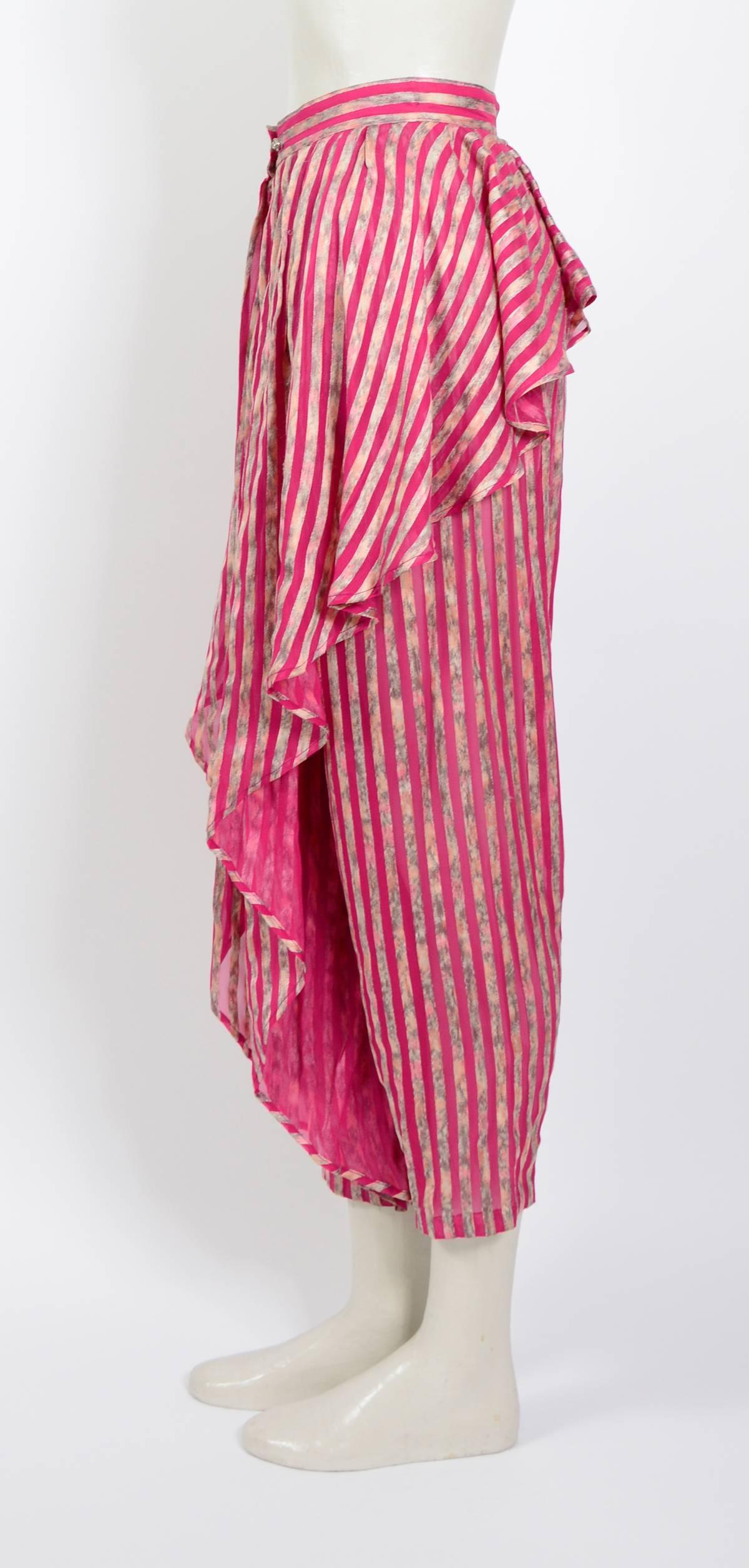 Kenzo 1980s Silk Striped Trousers In Excellent Condition In Antwerp, BE