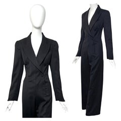 Vintage Thierry Mugler 1990s Wool Pinstripe Tailored Jumpsuit