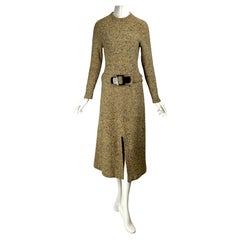 Jacques Esterel vintage 1970s wool knitted dress with matching belt