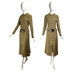 Jacques Esterel vintage 1970s wool knitted dress with matching belt