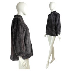 1970s Vintage Yves Saint Laurent Prune Mink Fur Coat with YSL Logo Lining