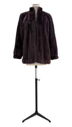 1970s Vintage Yves Saint Laurent Prune Mink Fur Coat with YSL Logo Lining