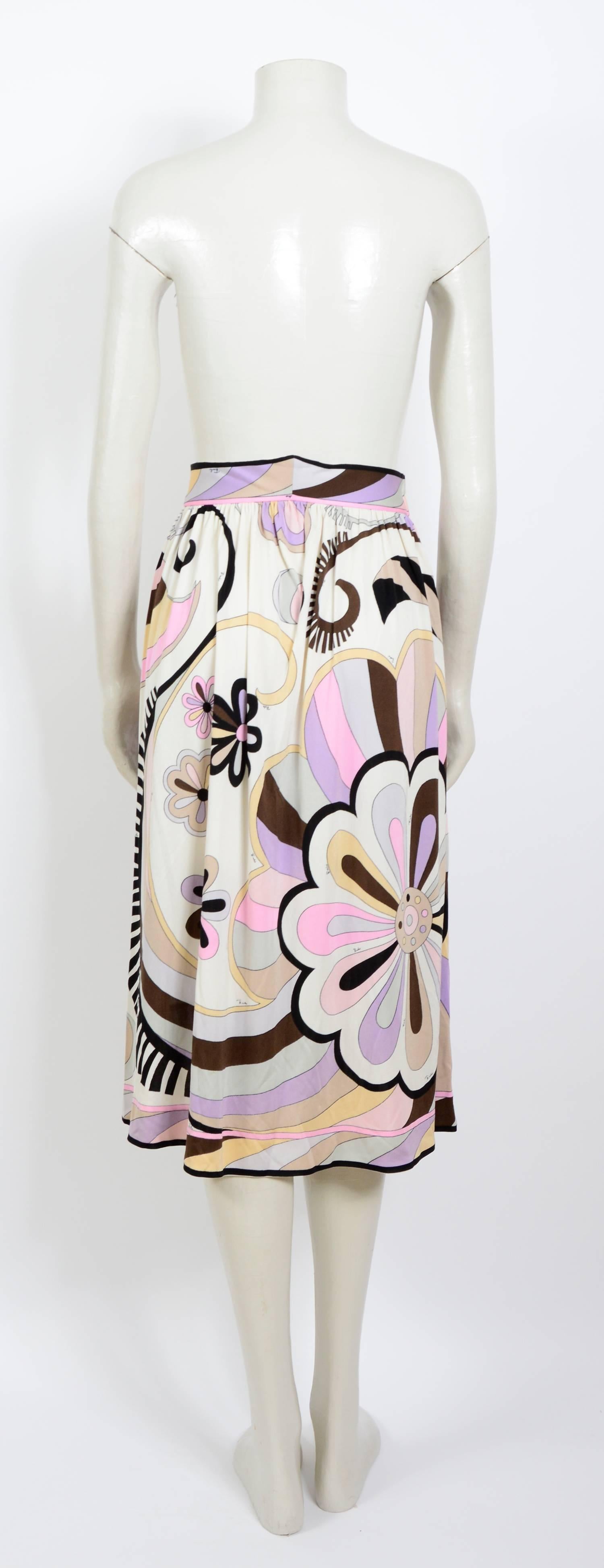 Gray 1970's vintage Emilio Pucci signed silk jersey skirt