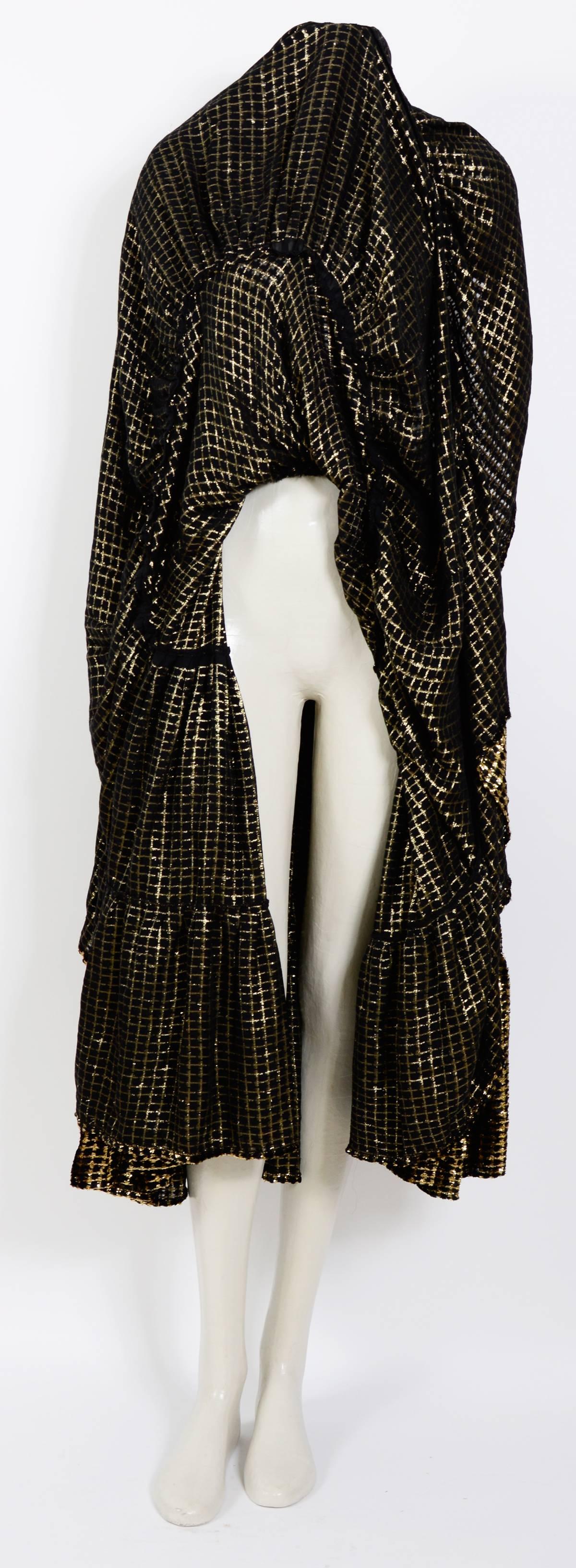 Women's Yves Saint Laurent 1970's Burned Silk Velvet Black and Gold Circle Skirt