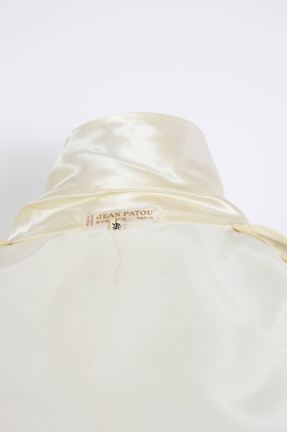Women's Jean Patou 1970s vintage silk satin creme wrap top
