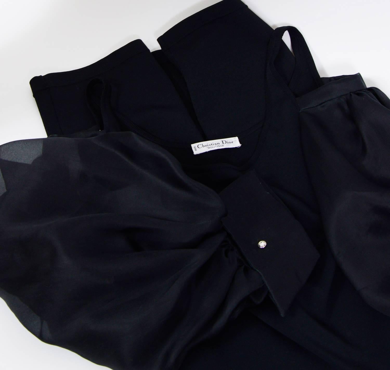 Christian Dior by Gianfranco Ferre 1994 black dress and billowing sleeves 1