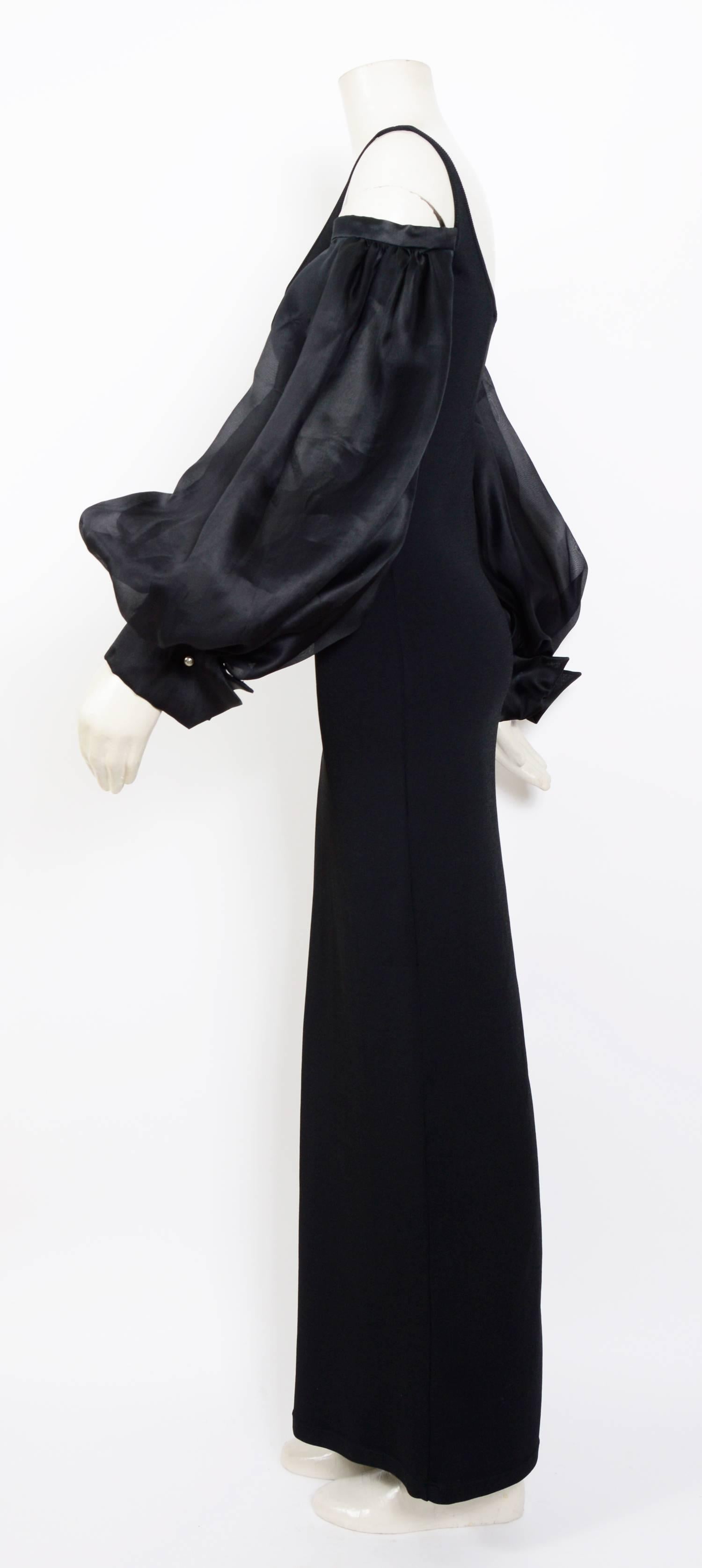 Black Christian Dior by Gianfranco Ferre 1994 black dress and billowing sleeves  
