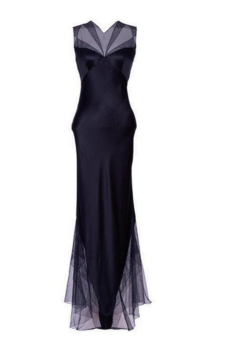 Karl Lagerfeld Black Silk and Tulle Evening Dress, 1990s For Sale at ...