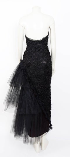 Yvan & Marzia 1980s Black Lace and Tulle Partydress