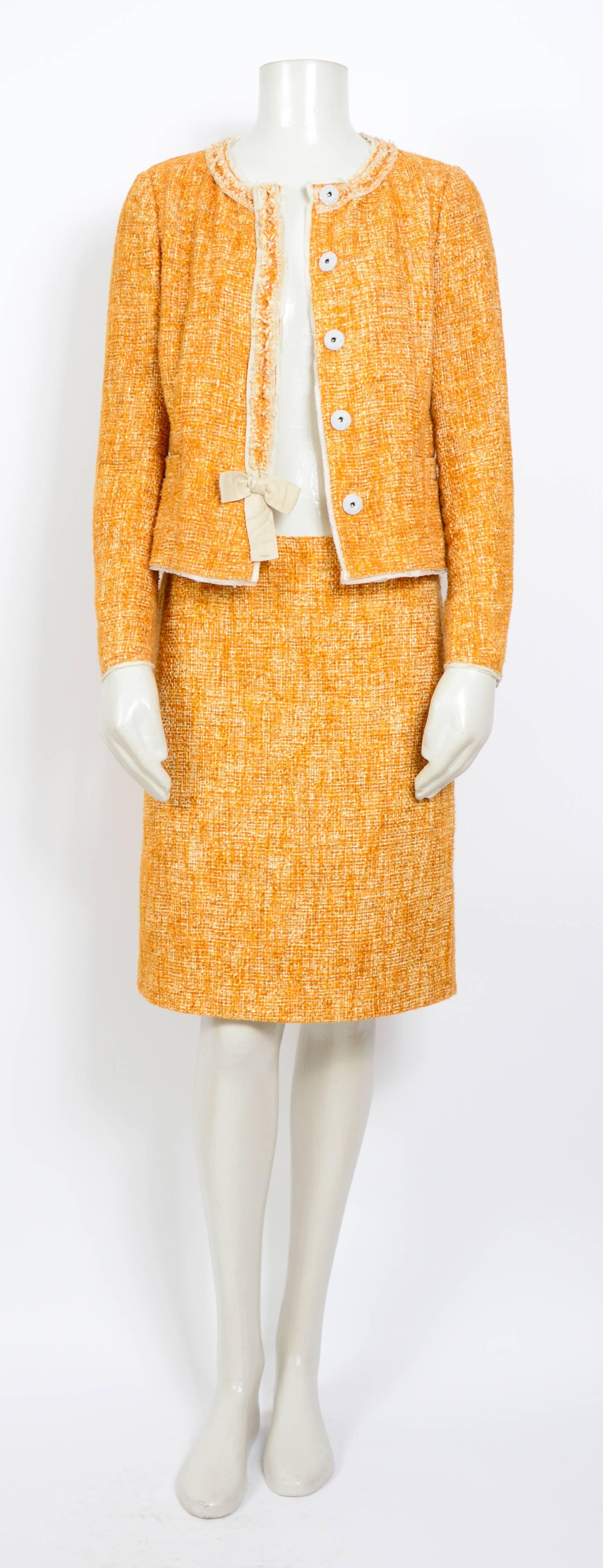 Orange Prada vintage spring summer 1996 linen cotton suit