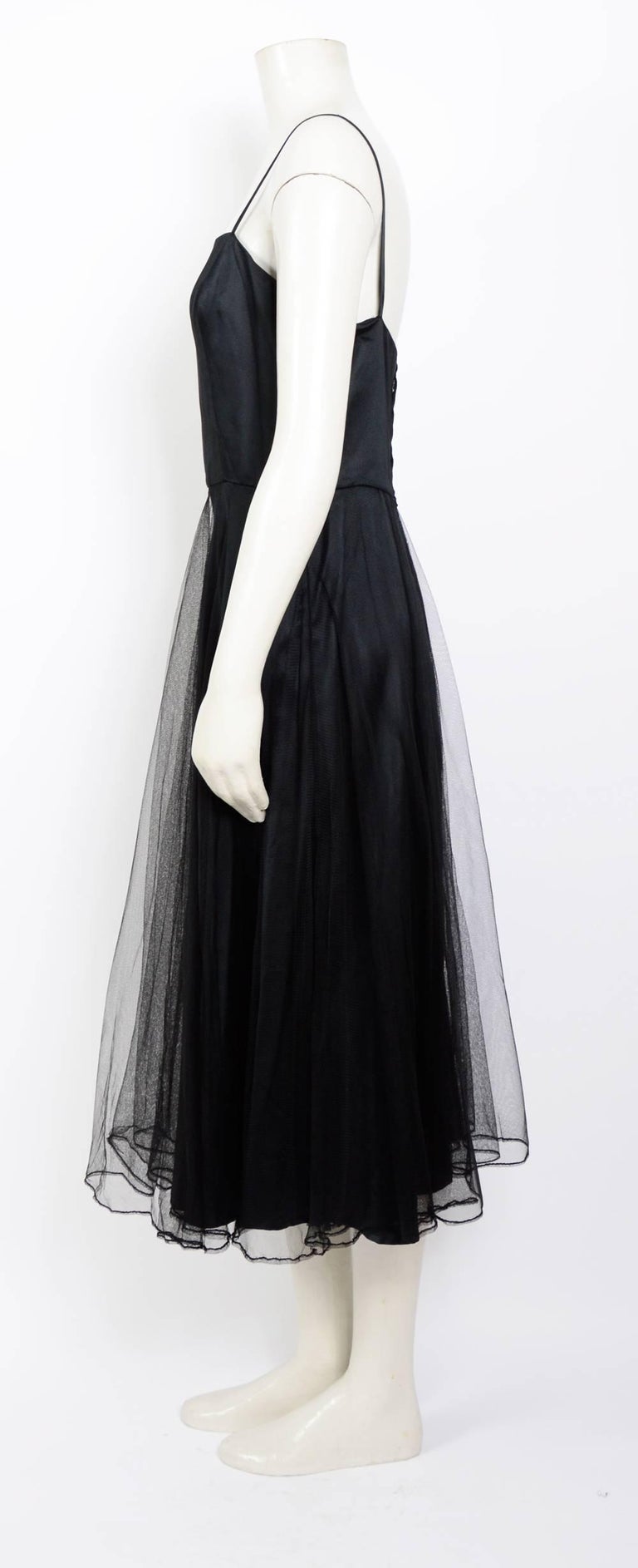 Nina Ricci transparent black dotted tulle dress, 1970's For Sale at 1stdibs
