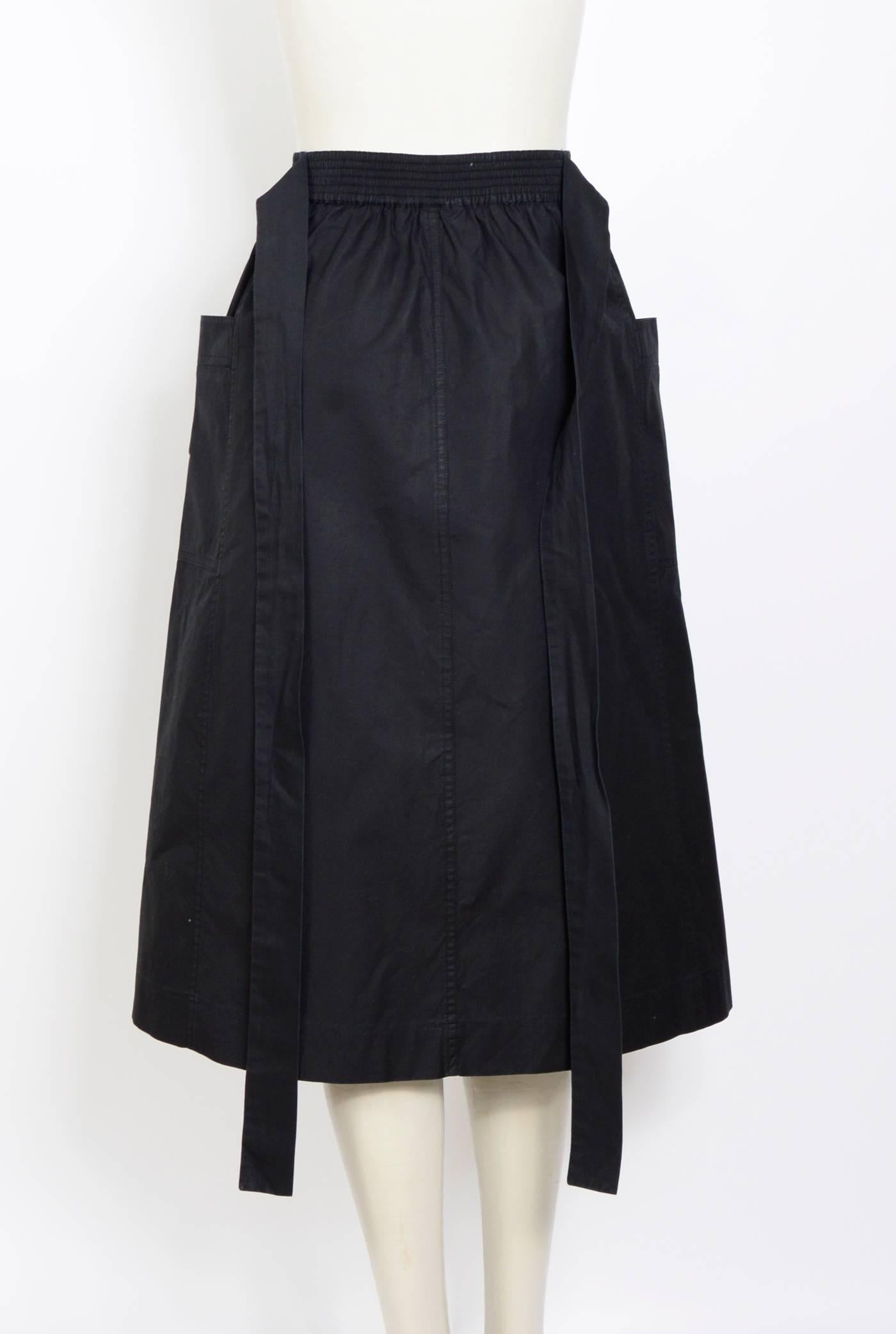 Yves Saint Laurent cotton black skirt, 1970's In Excellent Condition In Antwerp, BE