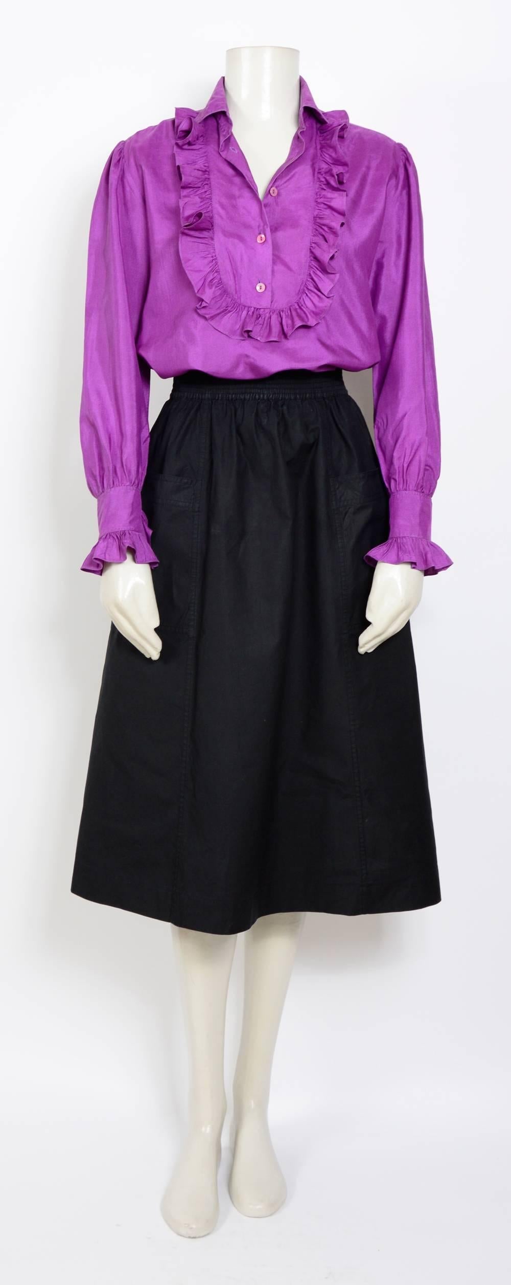 Yves Saint Laurent cotton black skirt, 1970's 1