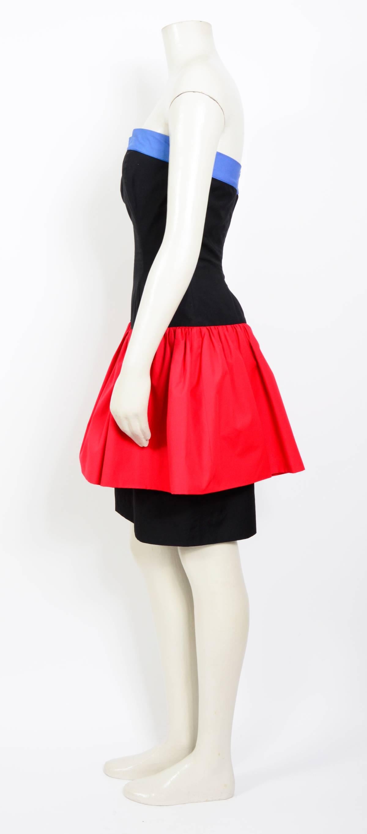Vintage 1980s Guy Laroche short cotton bustier dress. In Excellent Condition In Antwerp, BE
