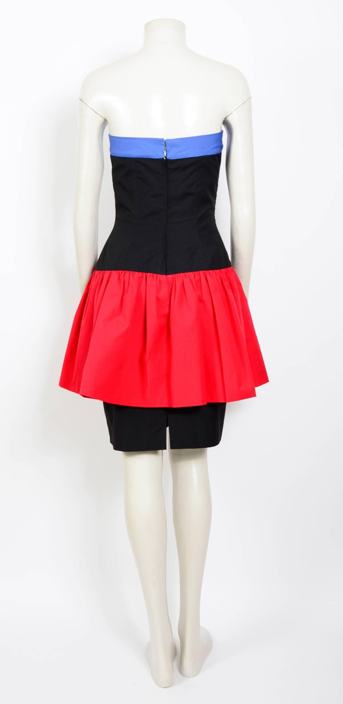 Women's Vintage 1980s Guy Laroche short cotton bustier dress.
