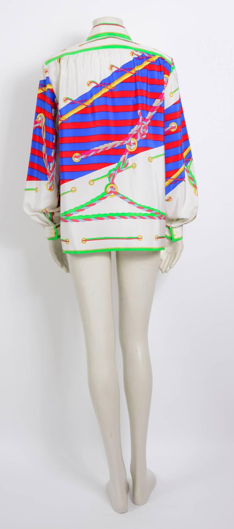 Women's Leonard vintage 1980s signed print silk blouse