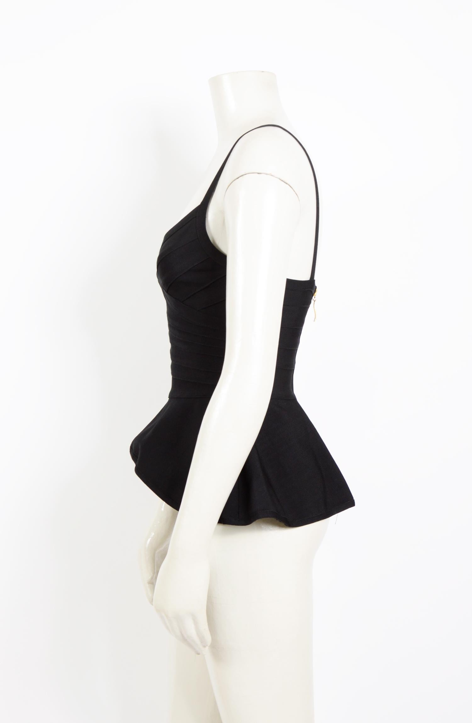 Herve Leger Vintage 1990er peplum Bandage schwarzes Oberteil  (Schwarz) im Angebot