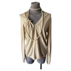 Pull vintage Christian Dior en cachemire et soie, orné de perles