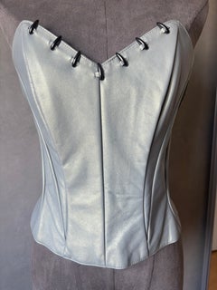 Thierry Mugler vintage - Corsé tipo bustier de piel de cordero metalizada -