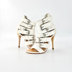 Giuseppe Zanotti Sandali con tacco in pelle bianca con fibbia 37