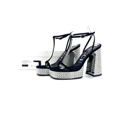 Gucci Rare Naimah Nero Crystal Embellished Platform Strappy Sandals 39