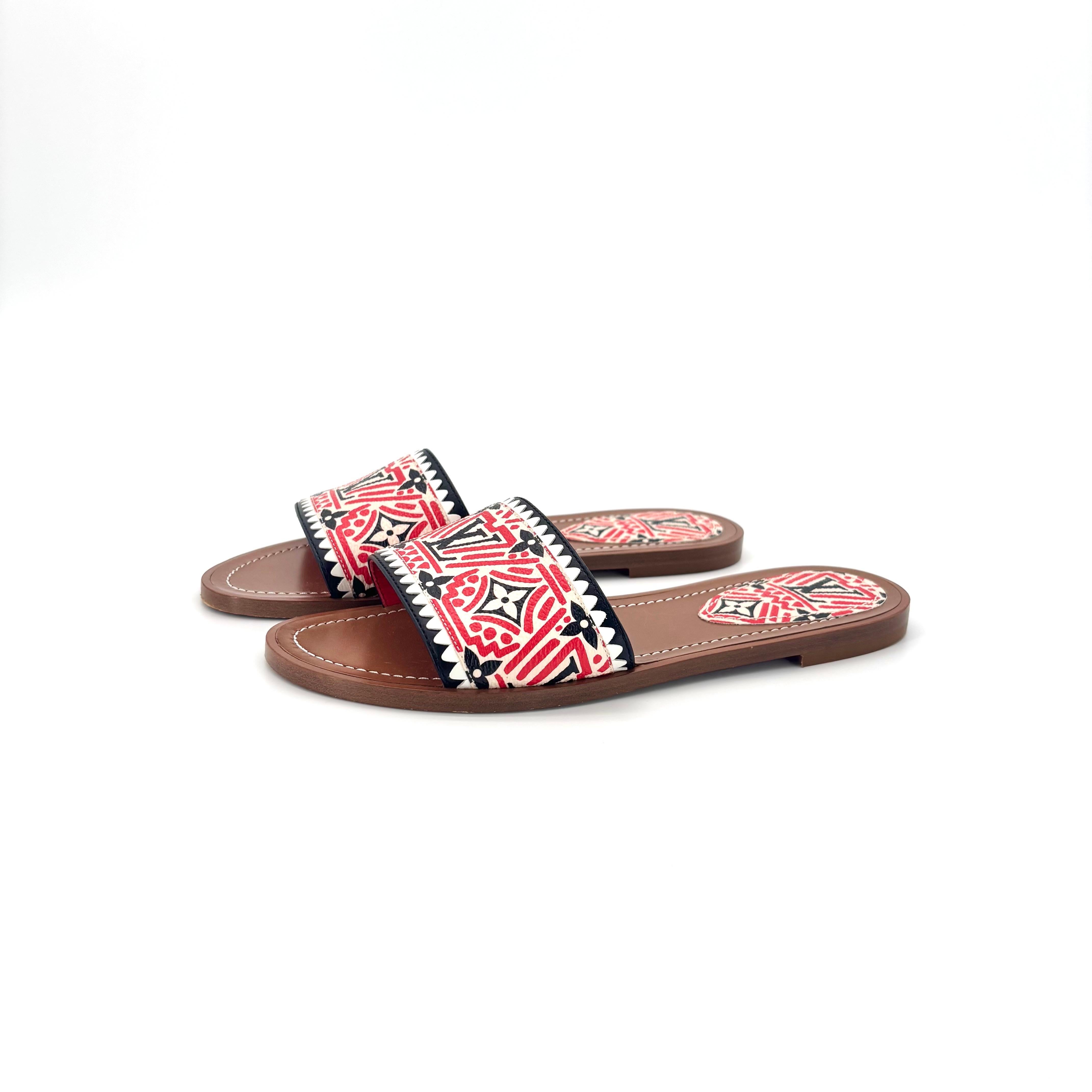 Louis Vuitton Crafty Lock It LV Monogram Slides Mules Flats Sandals 36