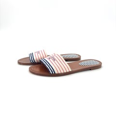 Louis Vuitton Canvas Escale Lock It Mule Flats Slip On Sandals 37
