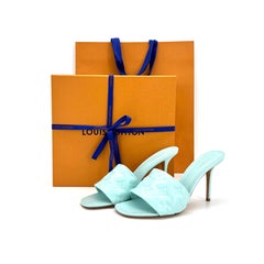NIB Louis Vuitton Revival Monogram Emboss Leather Heeled Mules Sandals 41