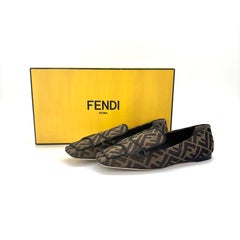 Fendi Jacquard Ffreedom Square Toe FF Zucca Logo Ballet Flats Loafers 36.5