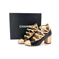 Chanel Quilted CC Logo 2017 Cruise Patent Leather Maryjane Platform Pumps 36.5