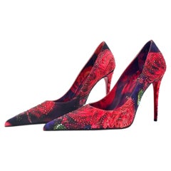 NIB Christian Louboutin Kate Max Roses Strass 100 Crystal Embellished Pumps 36.5
