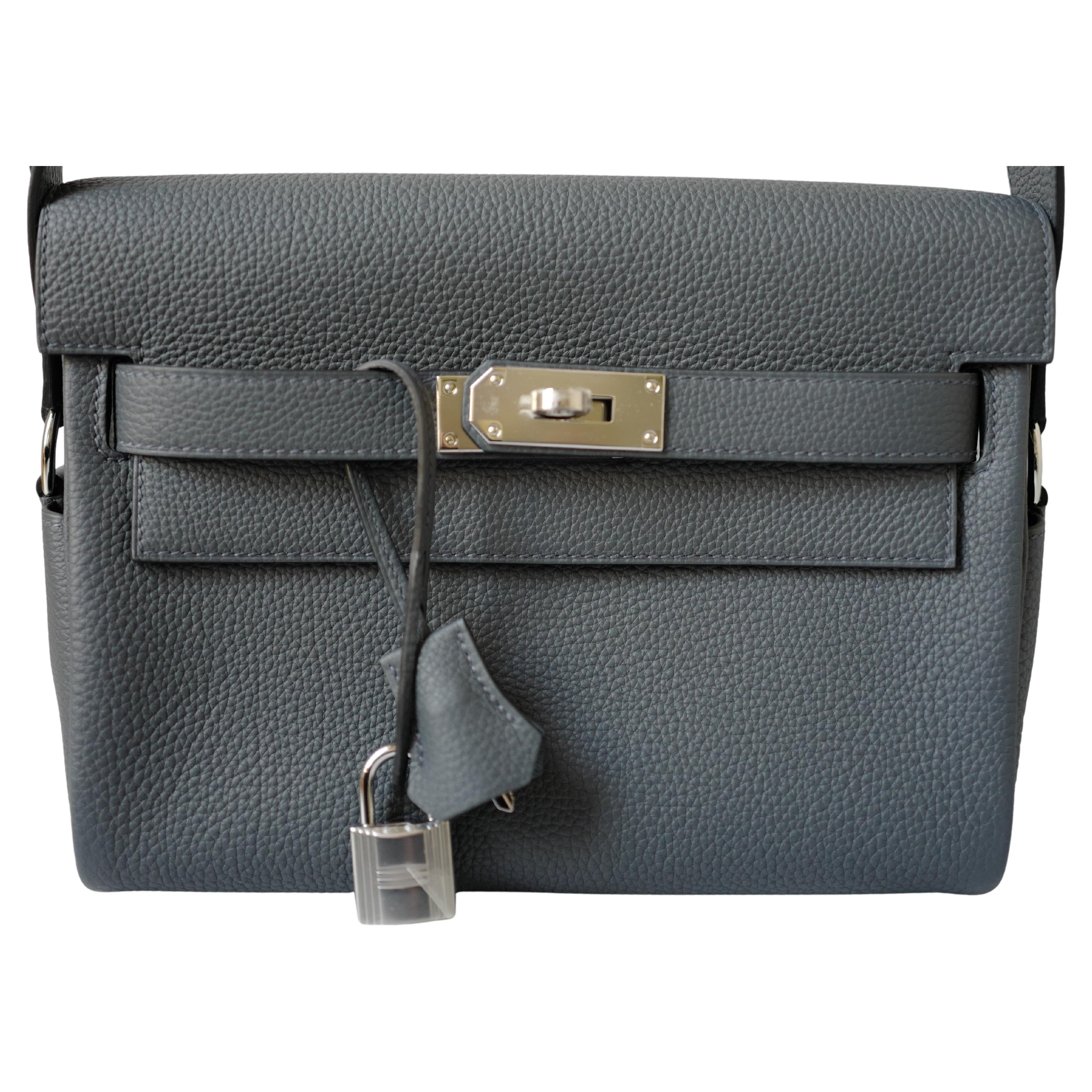 BNIB Hermès Kelly Messenger PM Veau Togo Bag Gris Misty Palladium Hardware K en vente