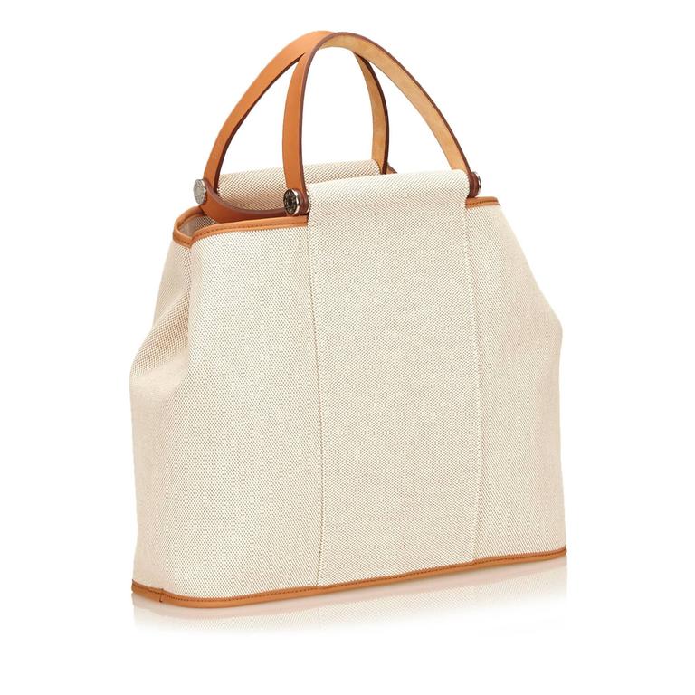 Hermes White Canvas Elan Hand Bag For Sale at 1stdibs