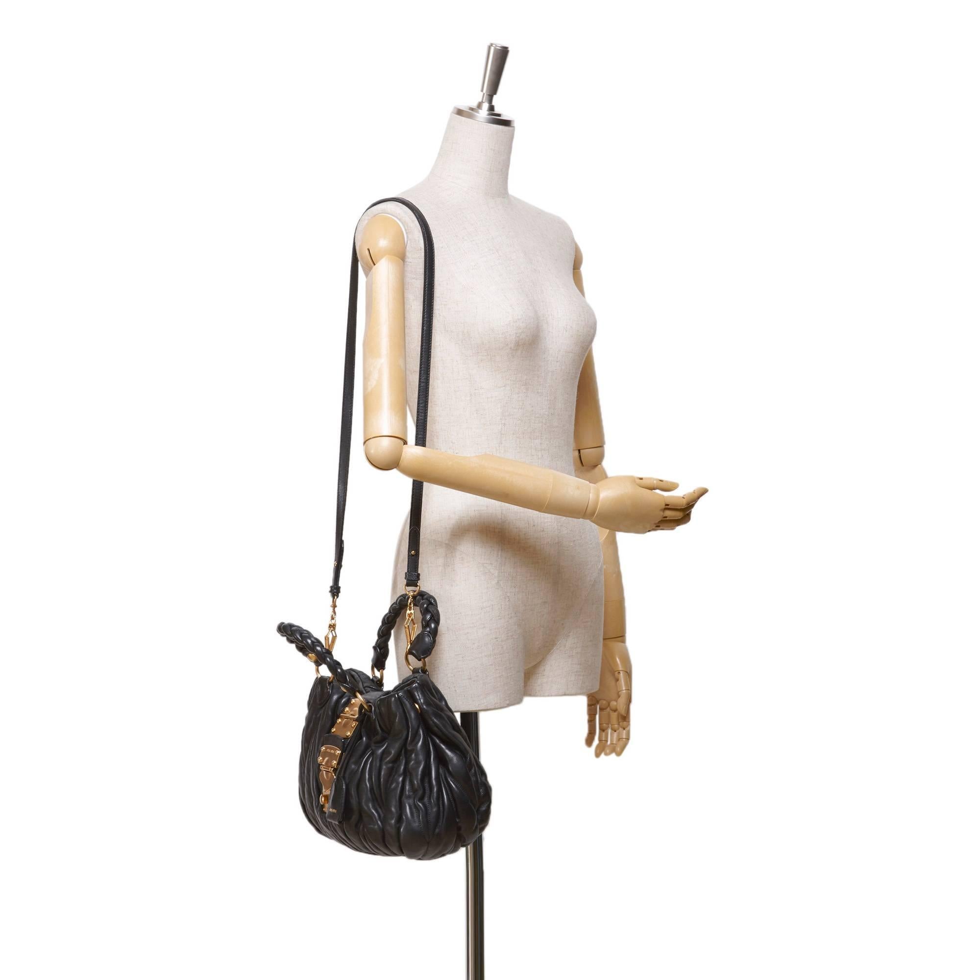 Miu Miu Black	Leather Coffer Shoulder Bag In Good Condition In Orlando, FL