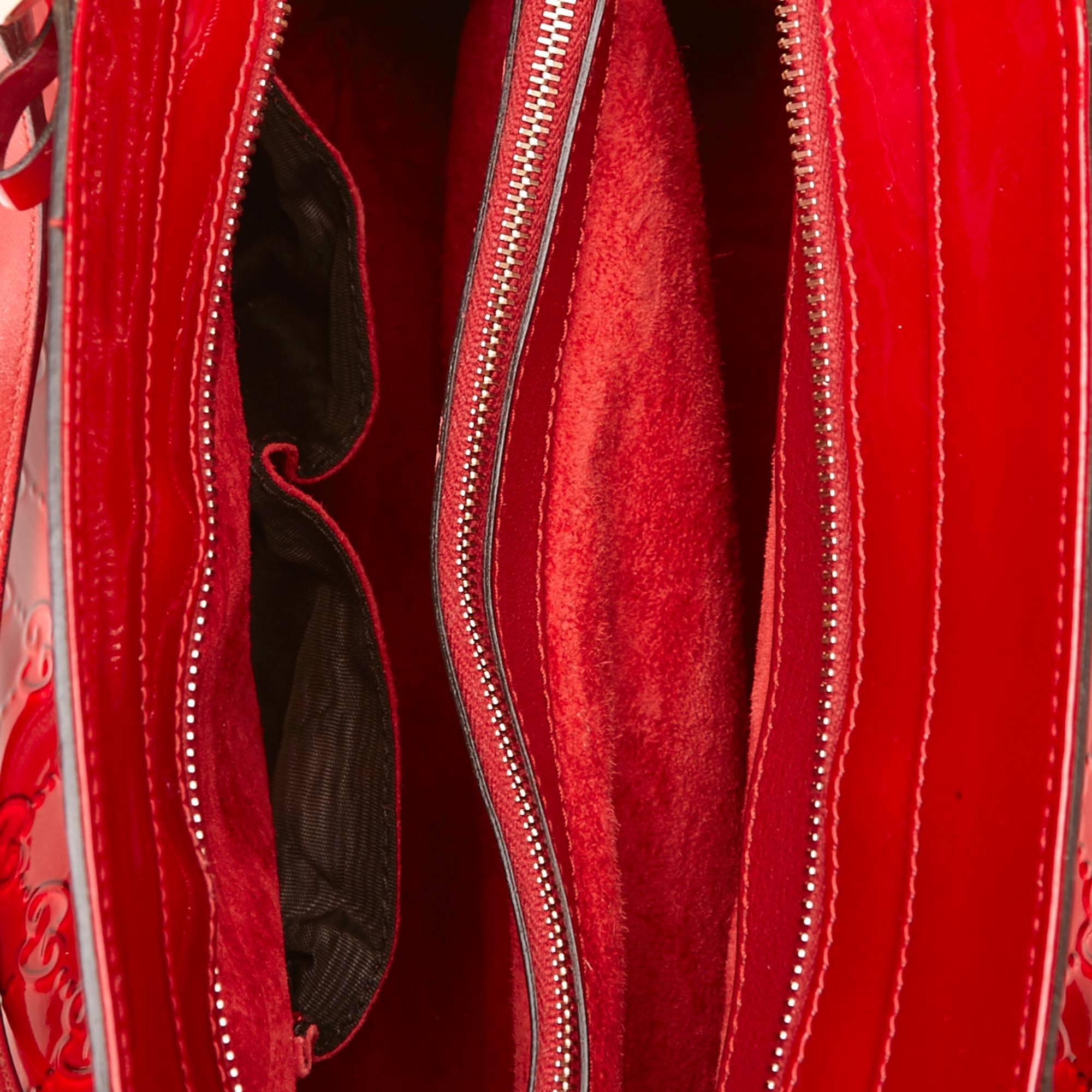 Gucci Red Patent Leather GG Handbag In Good Condition In Orlando, FL