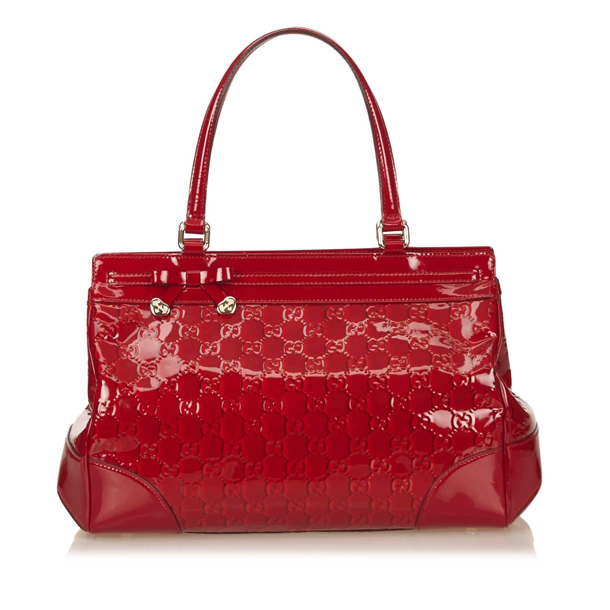 Women's Gucci Red Patent Leather GG Handbag