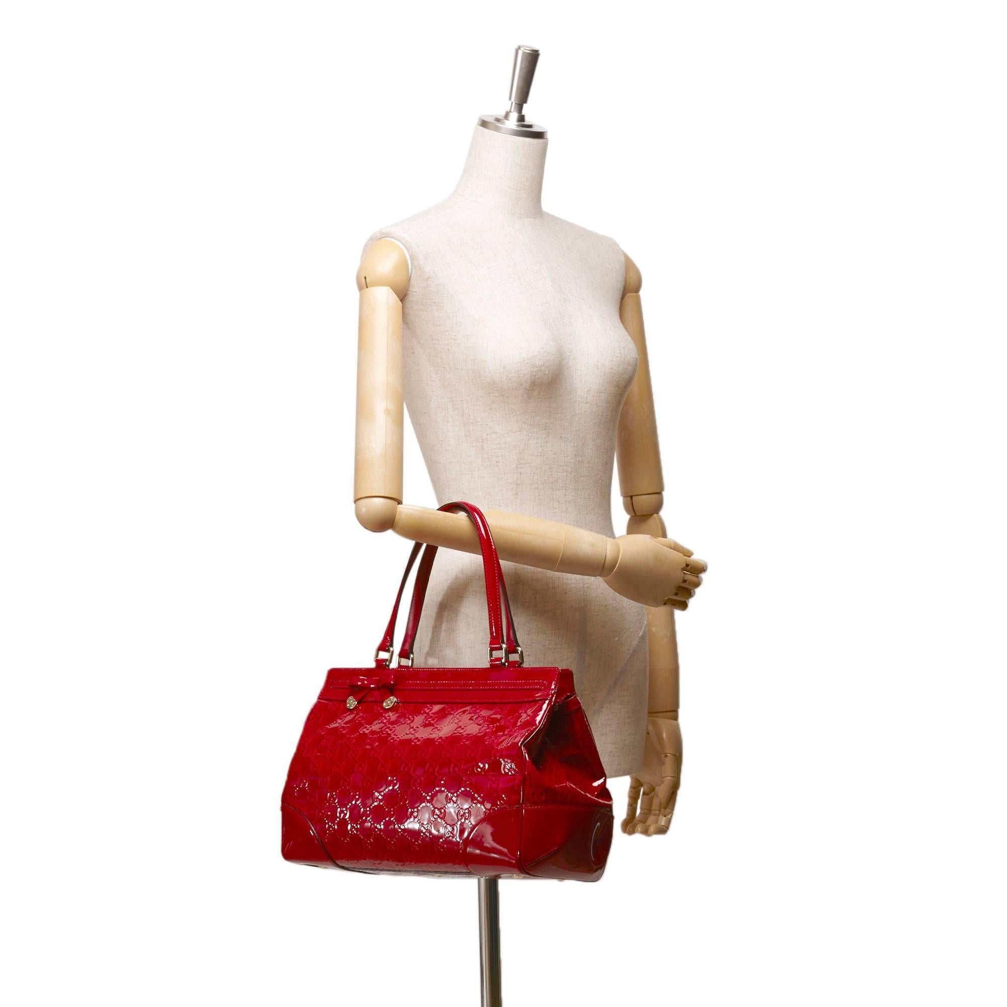 Gucci Red Patent Leather GG Handbag 2