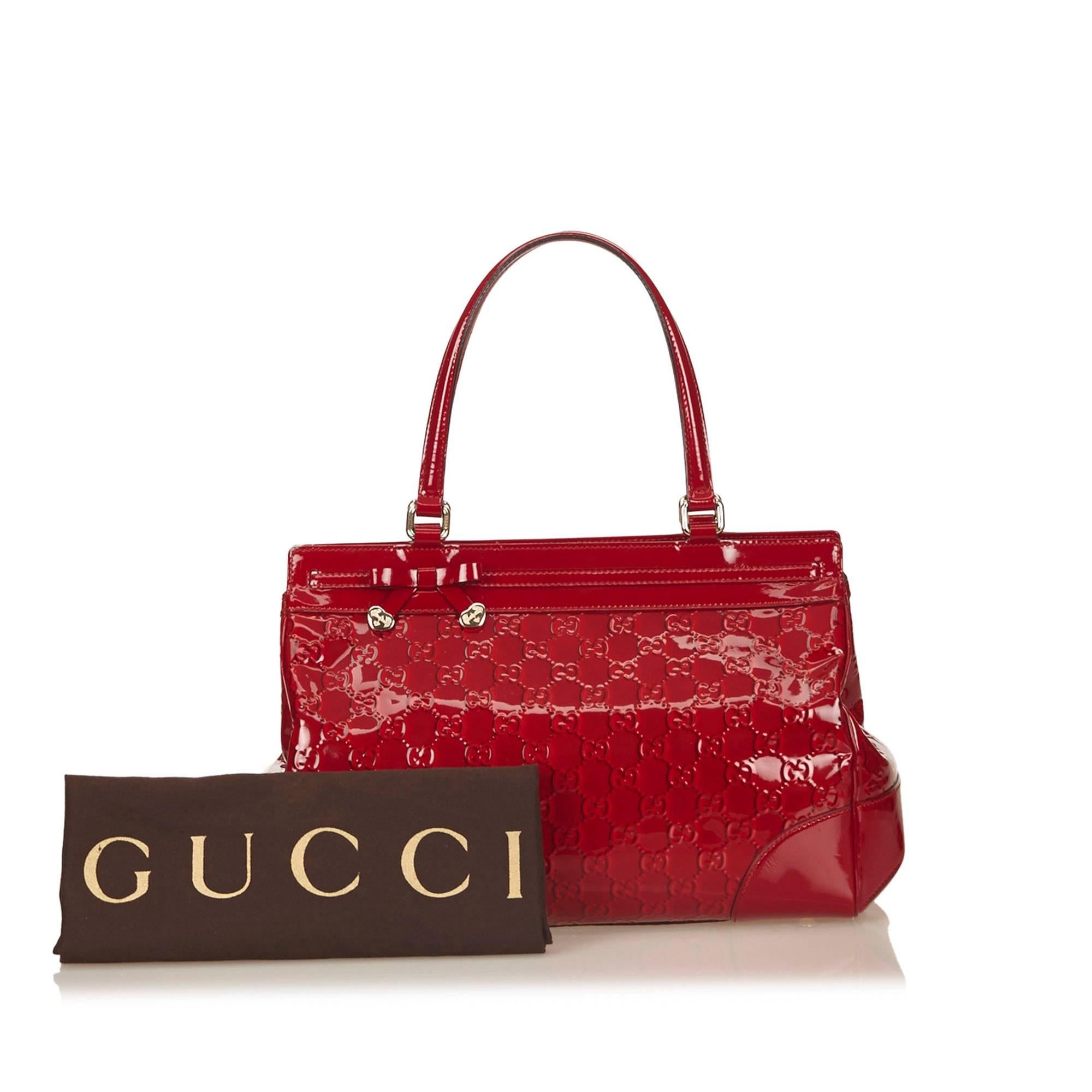 Gucci Red Patent Leather GG Handbag 3