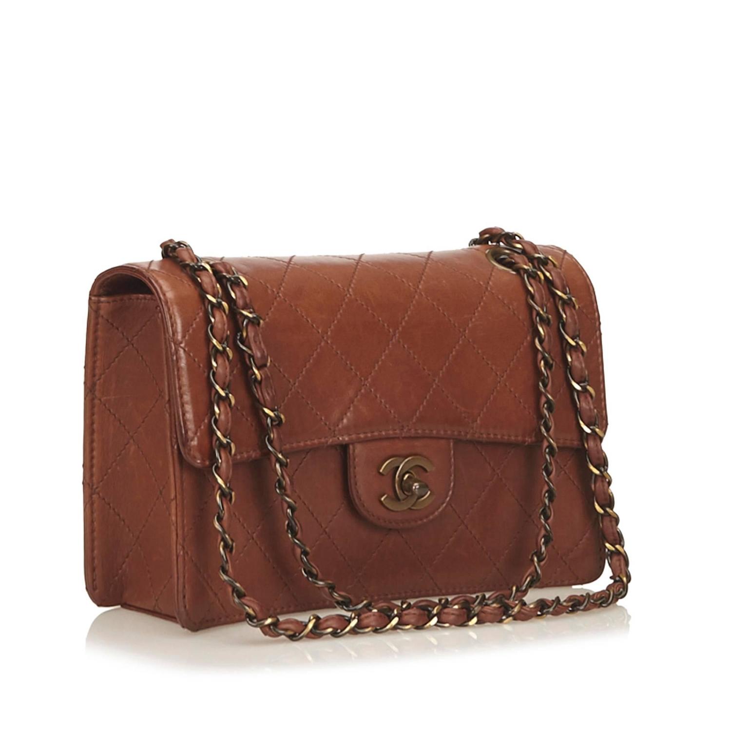 Chanel Brown Quilted Lambskin Small Flap Bag at 1stdibs