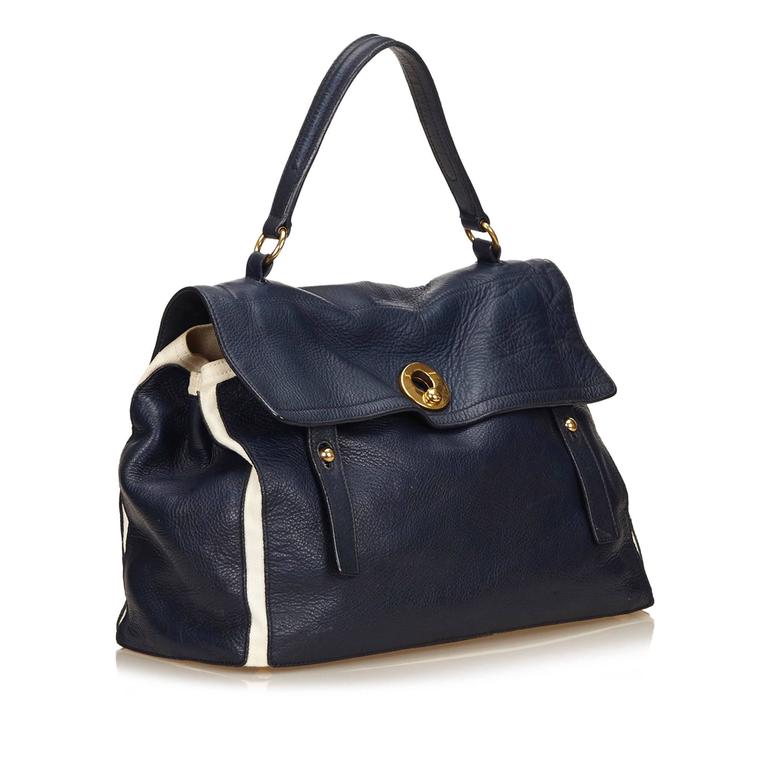 YSL Navy Leather Muse Two Hand Bag For Sale at 1stdibs