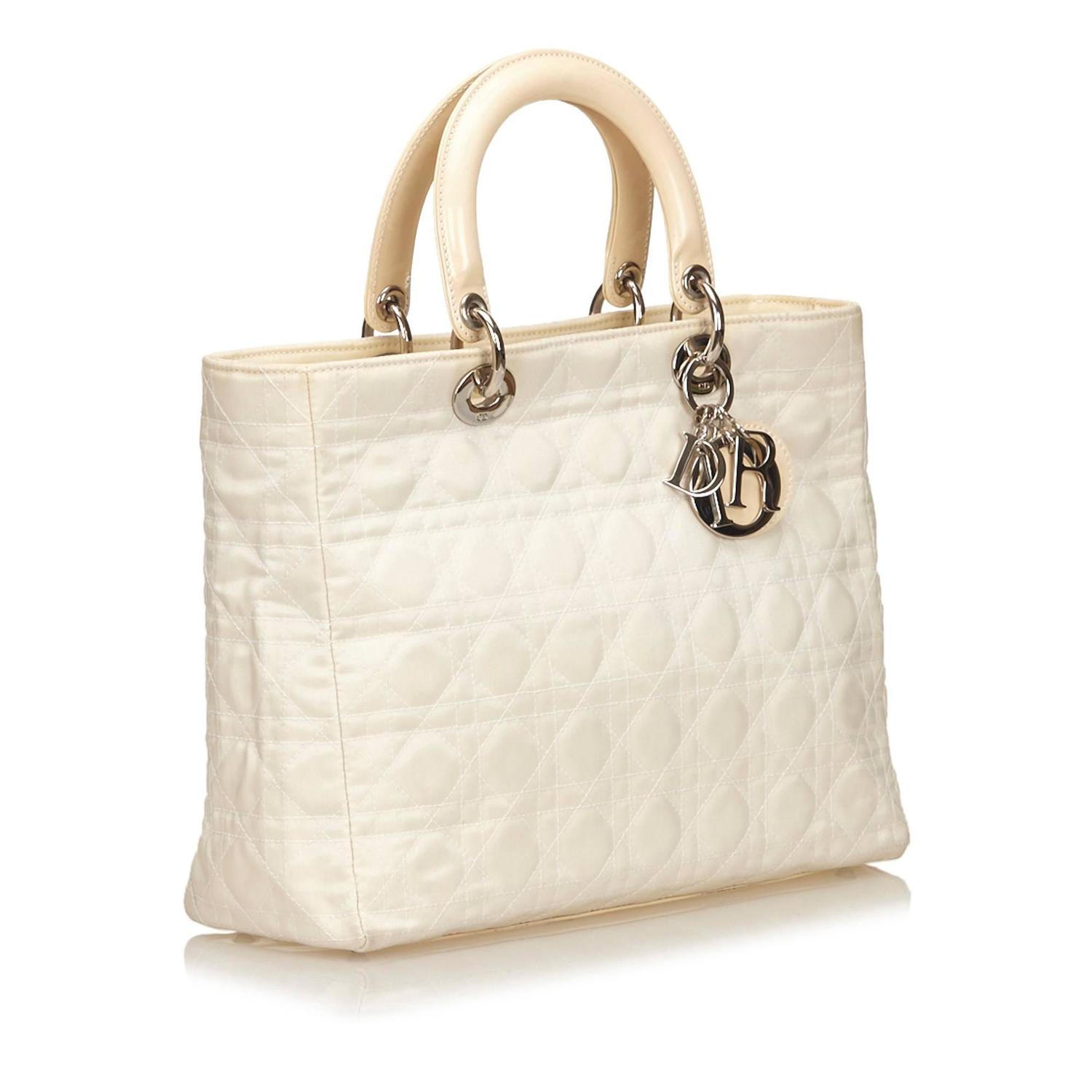 Dior White Satin Lady Dior Handbag For Sale at 1stdibs