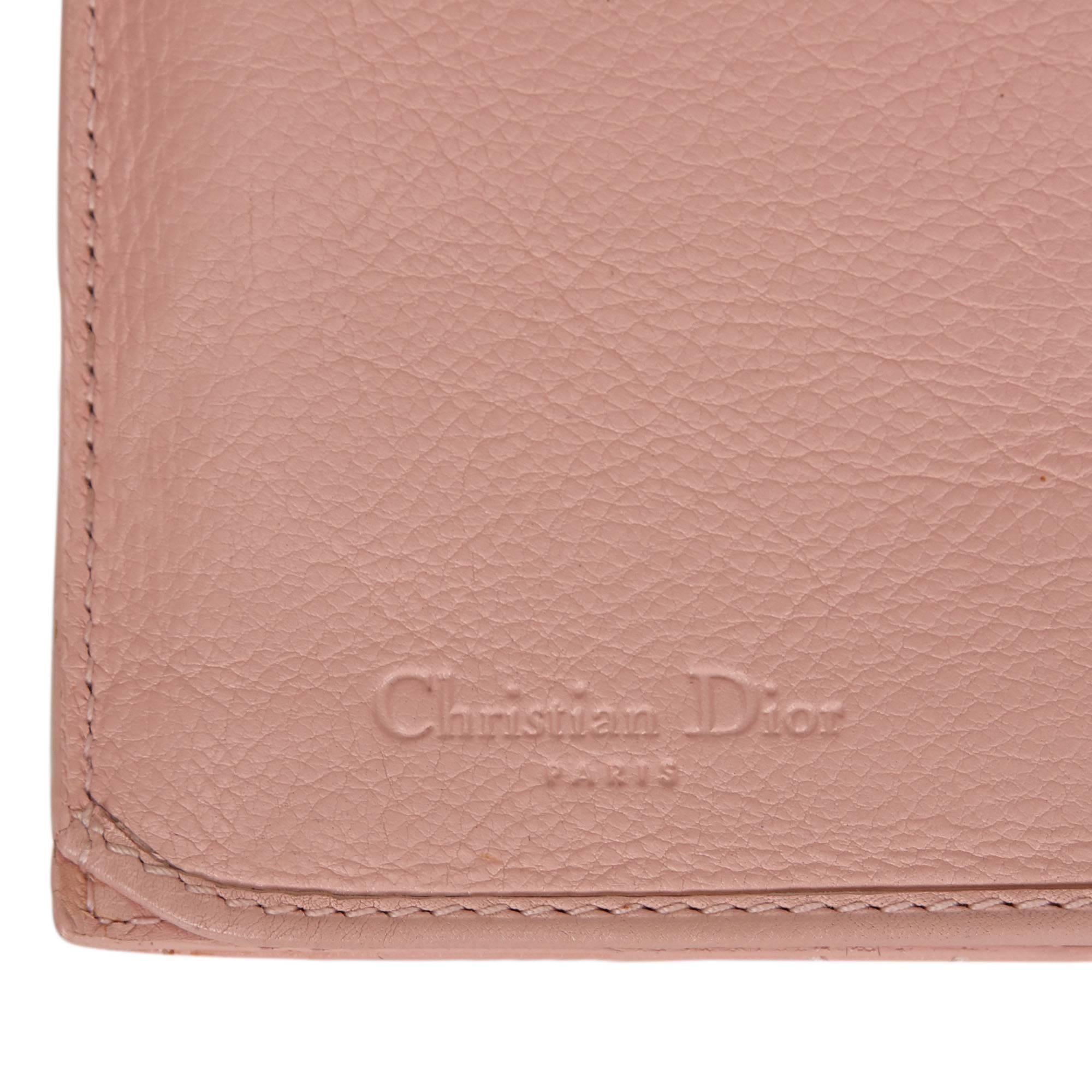 Dior Pink Leather Cannage Wallet In Good Condition In Orlando, FL