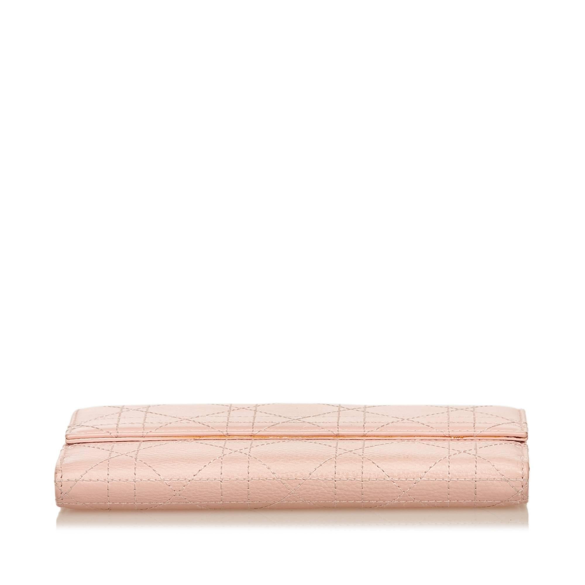 Dior Pink Leather Cannage Wallet 2