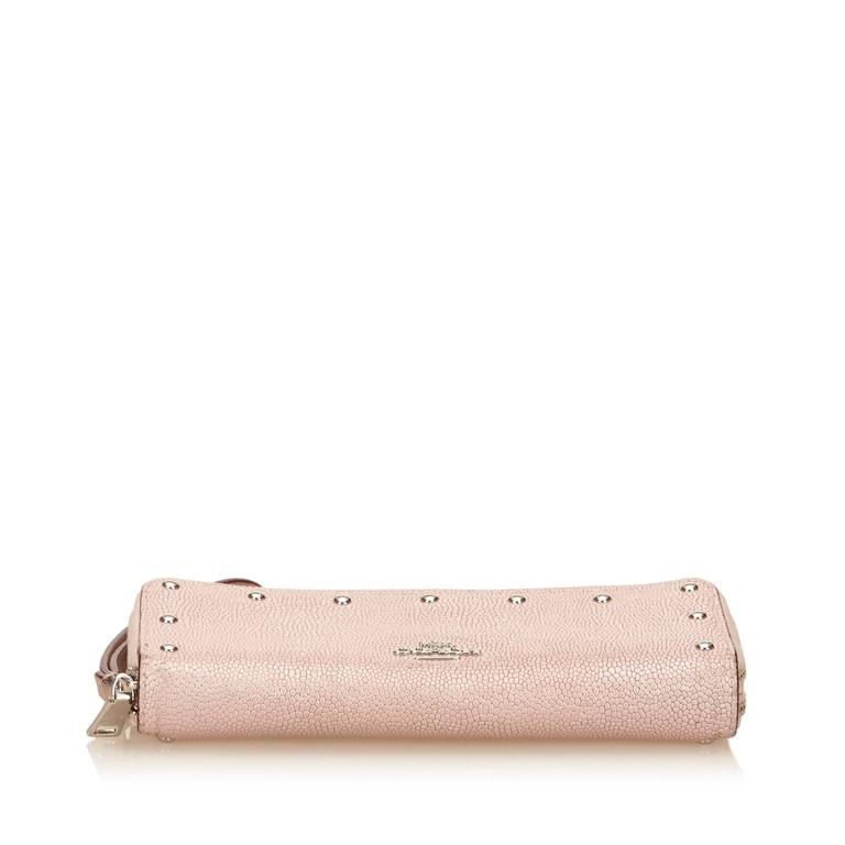 Coach Metallic Pink Leather Wallet For Sale at 1stdibs