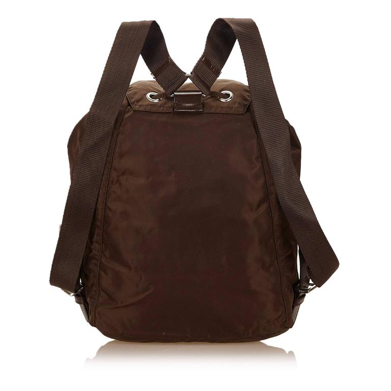 Prada Brown Nylon Backpack For Sale at 1stdibs